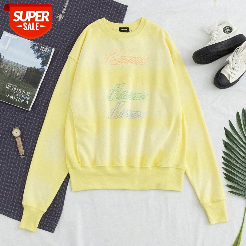 

we11done sweater men and women color tie-dye letters barrage long-sleeved loose pullover #wT2Q, Black