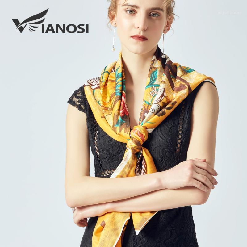 

Scarves C45833 Large Square Silk Scarf Women Twill Satin Print Shawl Wrap For Summer Bandana