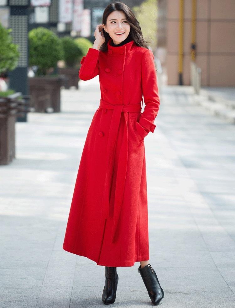 

Women's Wool & Blends 2021 Coat Full Lengthened Double Breasted Slim Fashionable Jacket, Black