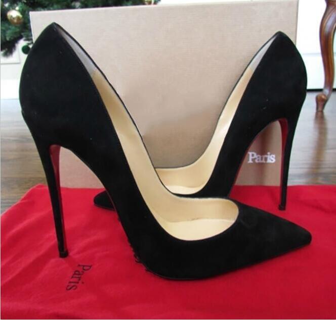 

High Heel So Kate Designers Dress Shoes Styles Red Bottoms Stiletto Heels 8 10 12CM Genuine Leather Point Toe Pumps loafers Rubber size 35-44, Black/suede