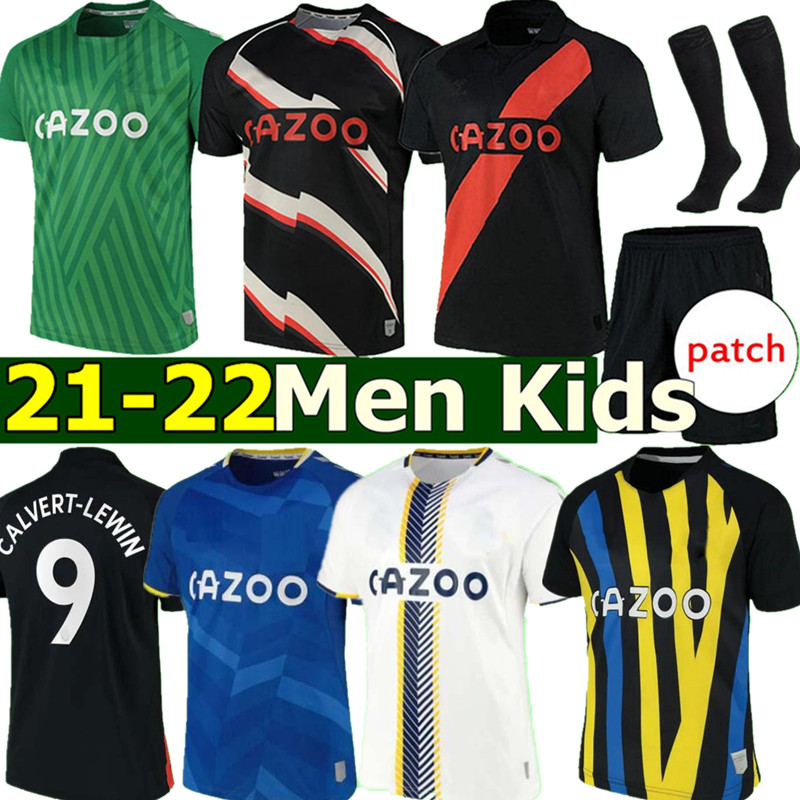 

21 22 Everton soccer jerseys The Toffees EFC RICHARLISON JAMES DIGNE KEANE CALVERT-LEWIN Godfrey 2021 jersey Men Adult Kids Kits Socks Full, Black;yellow