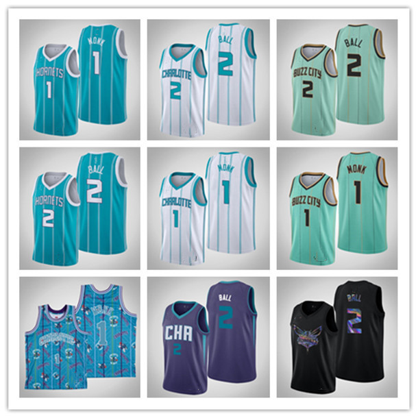 

Custom Men youth Charlotte Hornets 2 LaMelo Ball 1 Malik Monk 2020 Draft First Round Pick Limited Edition Basketball Jersey, Black