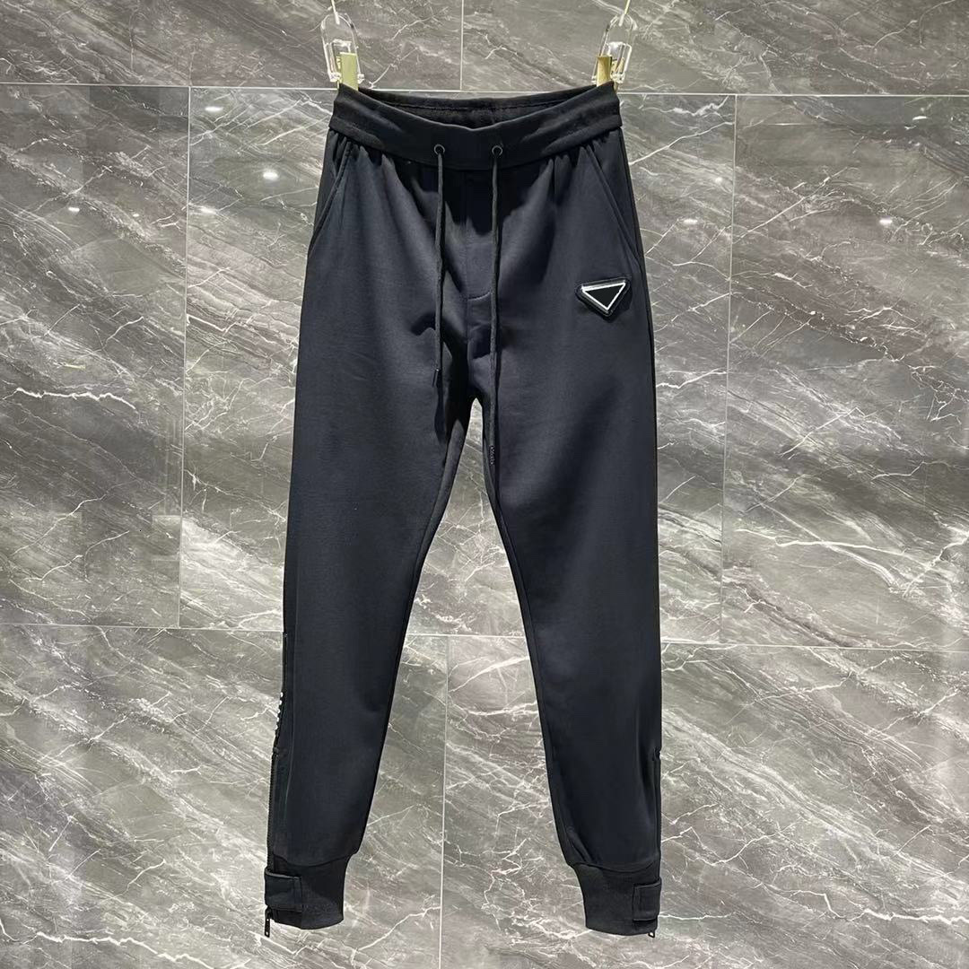 

men pants Europe fashion trend trousers for men Classic lattice webbing couple Terry fabric, Black