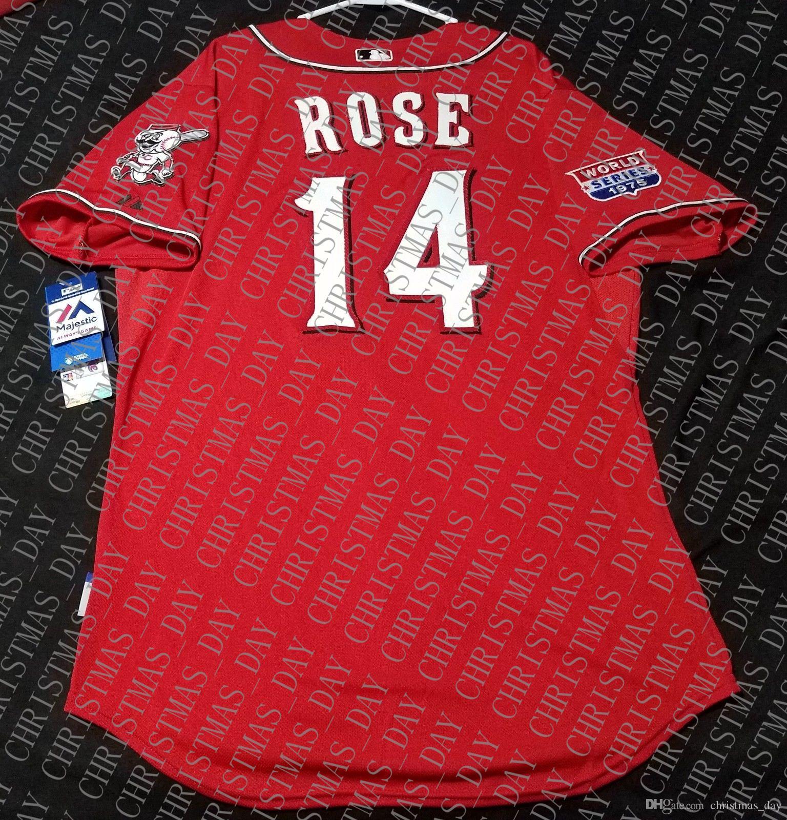 

100% embroidery LOS ROJOS PETE ROSE Jersey Stitched customize any number name MEN Vintage Jersey NCAA JERSEY, Black;blue