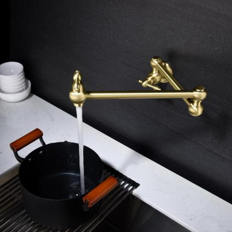 

Folding Double-handle Faucet Kitchen Sink Faucet Copper Hot and Cold Vegetable Basin Faucet