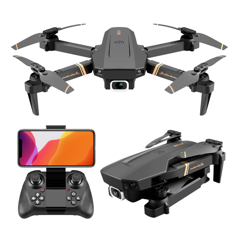 

V4 WIFI FPV Drone WiFi live video FPV 4K/1080P HD Wide Angle Camera Foldable Altitude Hold Durable RC Quadcopter, Black