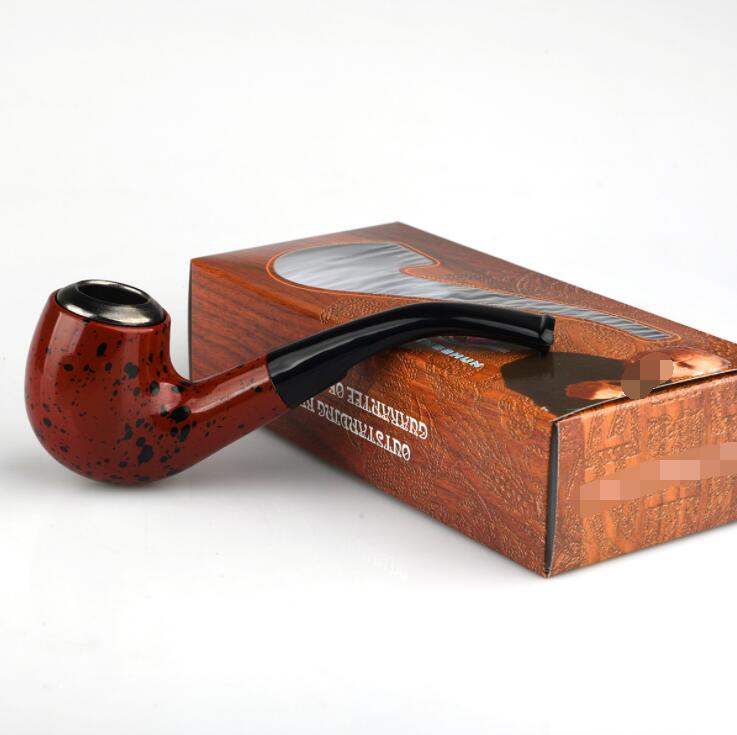 

Beginner wooden Color Plastic Tobacco Smoking Cigarette Hand Pipe Holder With Metal Bowl Cover Retail Box Filter Tube Accessories Tools