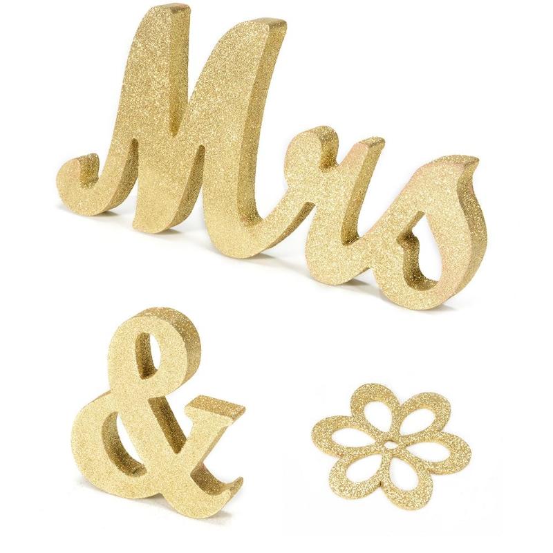 

LanLan Wooden Letters MR & MRS Sign Wedding Table Decorations Gold Glitter Silver Glitter Sweetheart Tools-35