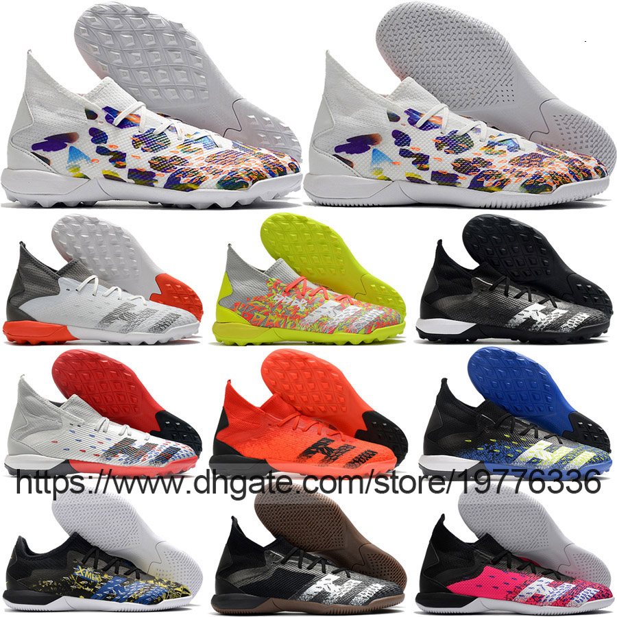 

send with bag Football Boots Predator Freak.3 IN TF Pogba Soccer Shoes For Mens High Top White Multi Black Yellow Gray Red Blue Pink Football Cleats Size US6.5-11.5, In 8