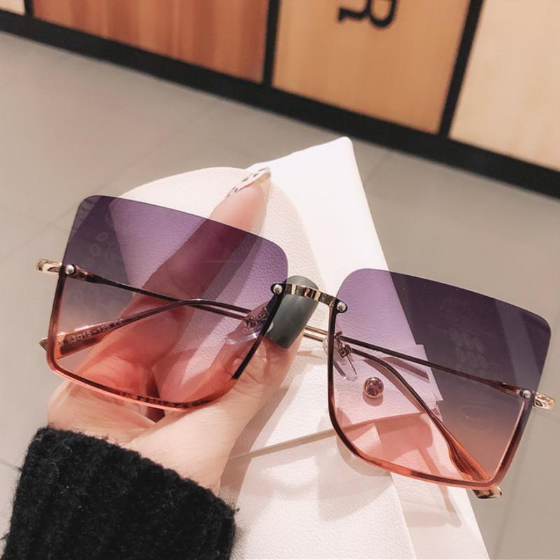 

Sunglasses Fashion Square Half-frame Cut-edge Female Retro High-quality Gorgeous Oversized Frame Colorful Sun Glasses UV400