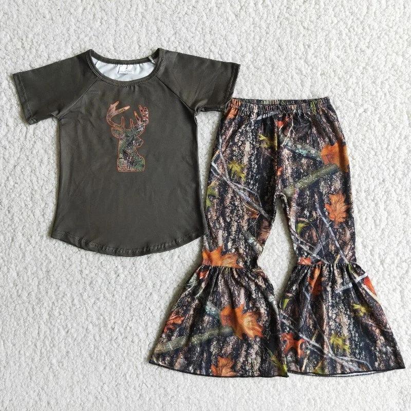 

Clothing Sets Wholesale Children Baby Girls Boutique Kids Fashionable Navy Short Sleeve Shirt Bell-bottomed Pants Infant Outfit, White