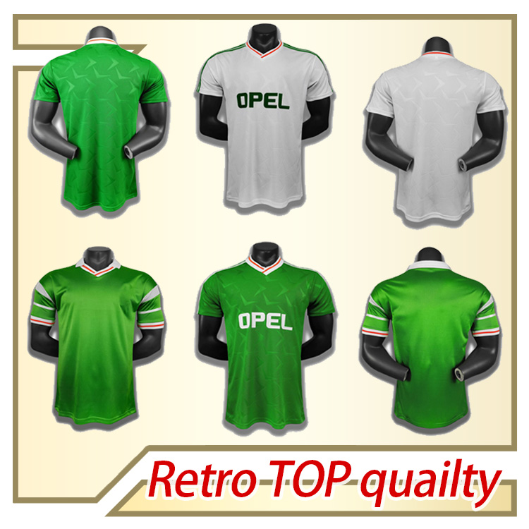 

88 92 Ireland retro soccer jersey 1992 world cup Ireland green Soccer Shirt National Team Customized Away white Football uniforms Sales, 1990-92 away