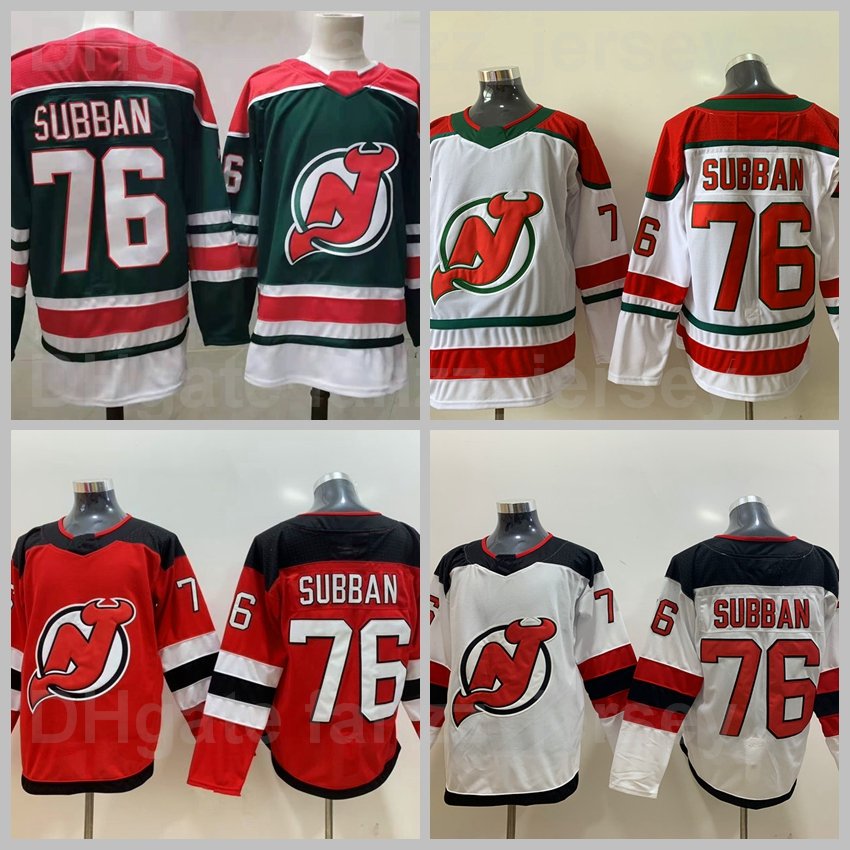 

New Jersey Devils Reverse Retro 76 PK Subban Jersey Ice Hockey All Stitched Home Red White Green 86 Jack Hughes 30 Martin Brodeur, 9 white