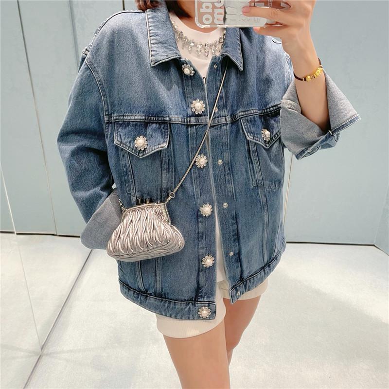 

Women' Jackets Miu Short Denim Jacket Women Summer Loose And Thin Blue Long-sleeved Autumn, J6008