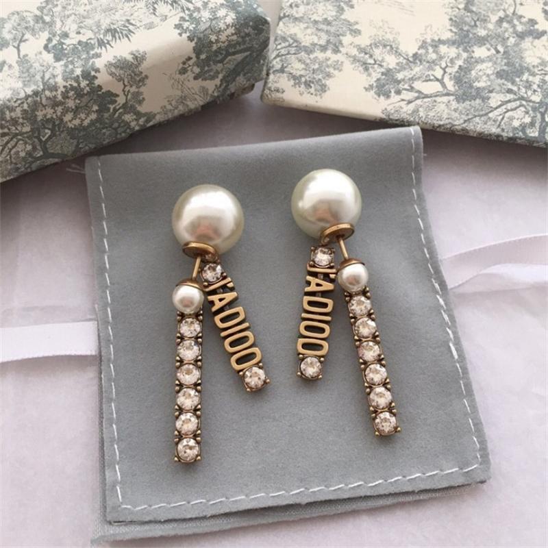 

dijia d jia ja letter classic diamond inlaid pearl earrings precision version 925 silver needle earrings anti allergy earrings female3, Golden