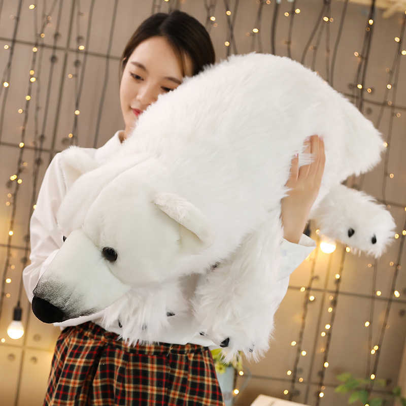 

100cm High Quality Stuffed Animal Ice Bear Cushion Polar Bear Plush Animal Toy Doll Pillow Kids Birthday Christmas Gift Q0727, White