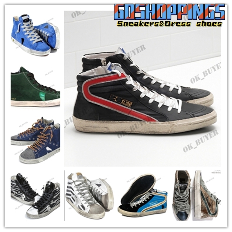 

Star Golden Hi Slide Shoe Francy Sneakers Italy Deluxe Leopard snakeskin Do-old Dirty Goose Designer Man Women Shoes WITHOUT BOX