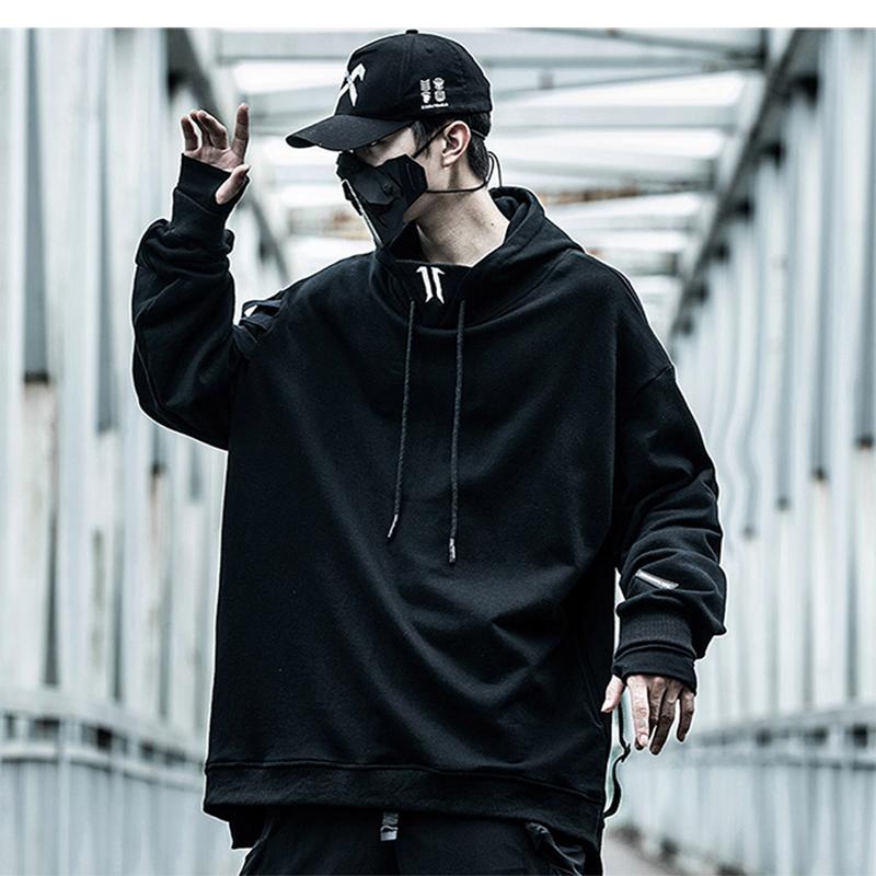 

Men' Hoodies & Sweatshirts Hoodie Tactical Function Embroidered Hooded Streetwear Male Casual Loose Cotton Pullover Coats Size -XL, Xs010210-black