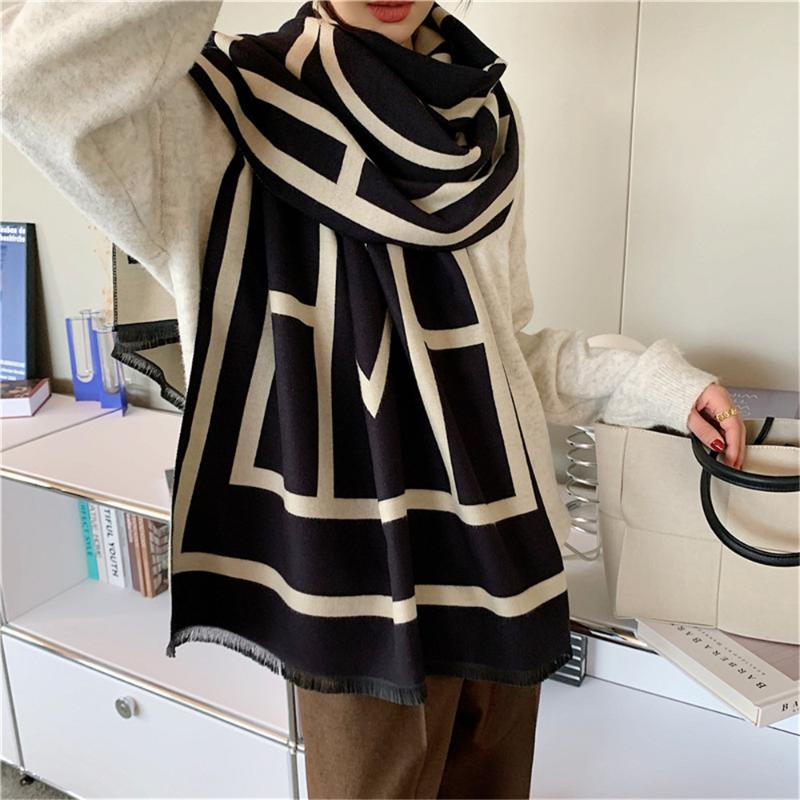 

Scarves Women Winter Scarf Cashmere Pashmina Shawls Lady Wraps Luxury Printed Foulard Female Thick Warm Bufanda Echarpe