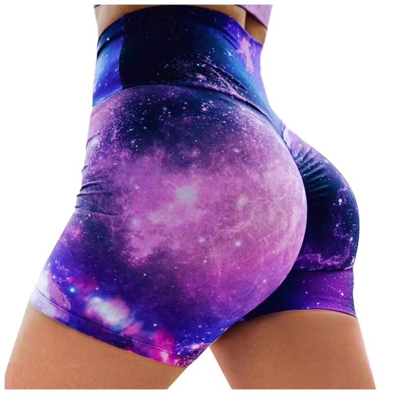 

Yoga Outfits Women' Purple Universe Starry Sky Printing Hip Lifting Pants Skinny Elastic Waist Fitness Shorts Gym Short Legginings A20, Mr