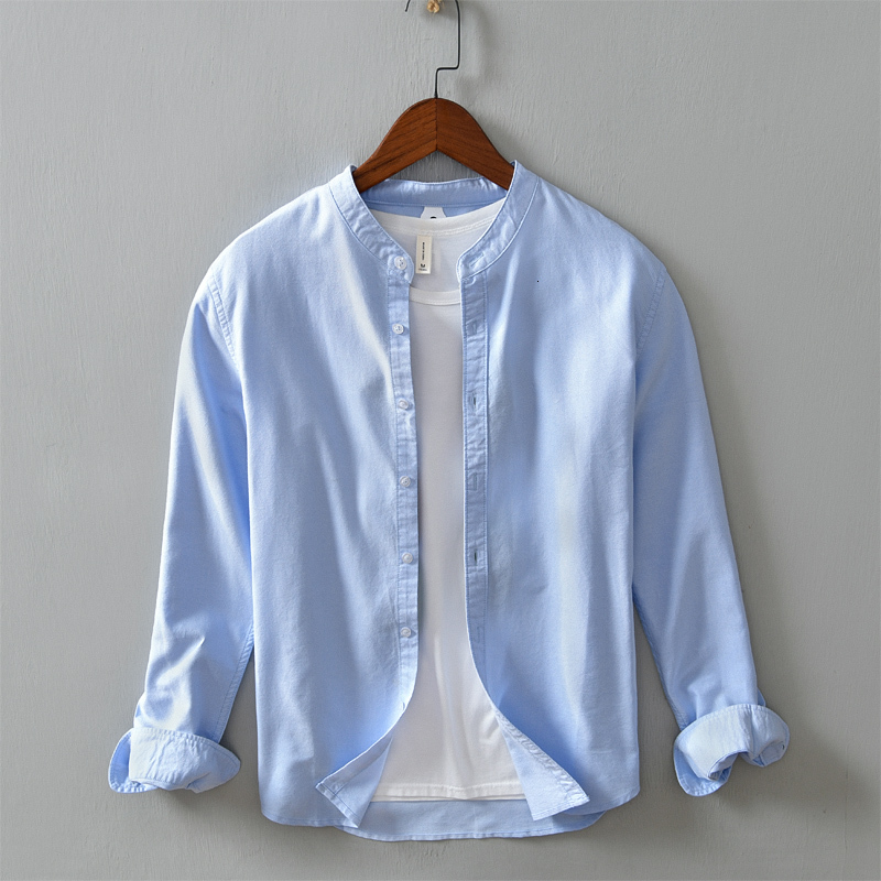 

2021 Six-colored Comfortable Brand of Cotton Blue Shirts for Solid Fashion Men's Shirt Chemise Overhemd Y13m, Pink