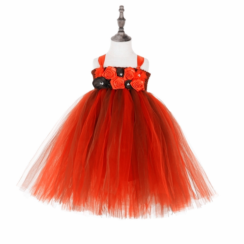 

Halloween carnival costume 4-color orange black flower dress for children, Halloween carnival 1