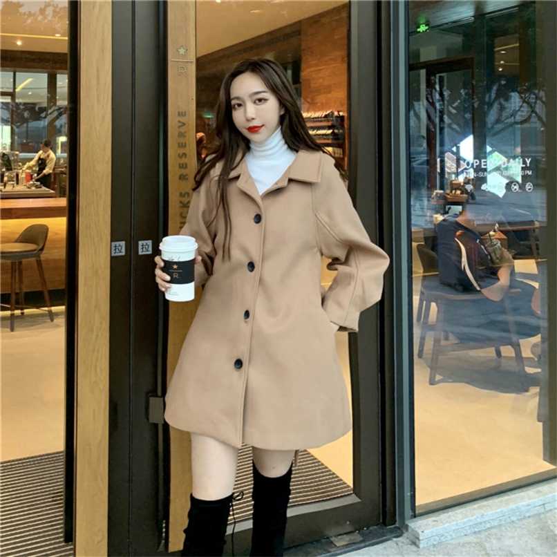 

Women Winter Long A-line Coat Female Overcoat with Buttons Casual Slim Waist Plus Size Elegant Manteau Femme Hiver Abrigo Mujer 211019, Camel