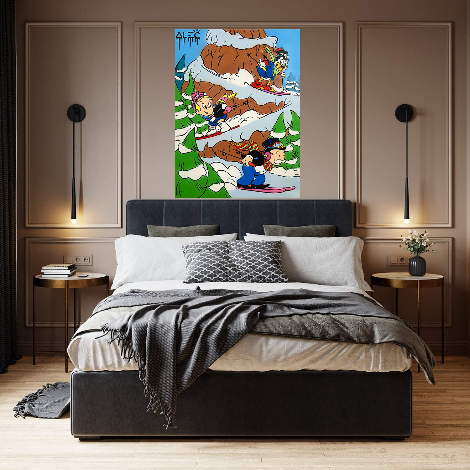 

Alec Monopoly $ TEAM SKI RUN Home Decoration Handcrafts /HD Print Oil Painting On Canvas Large Size Wall Art Canvas Picture 210305