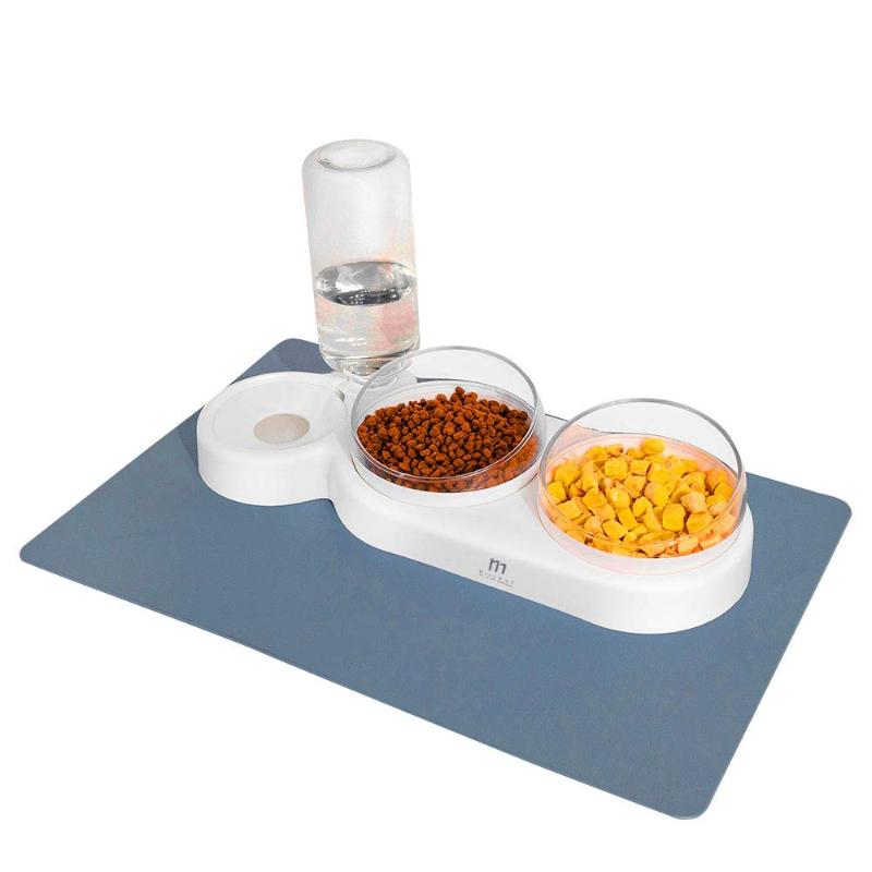 

Cat Bowls & Feeders Marchul Gravity Water And Double Food Bowls, Triple With A Bowl Mat, Wet Dry Set