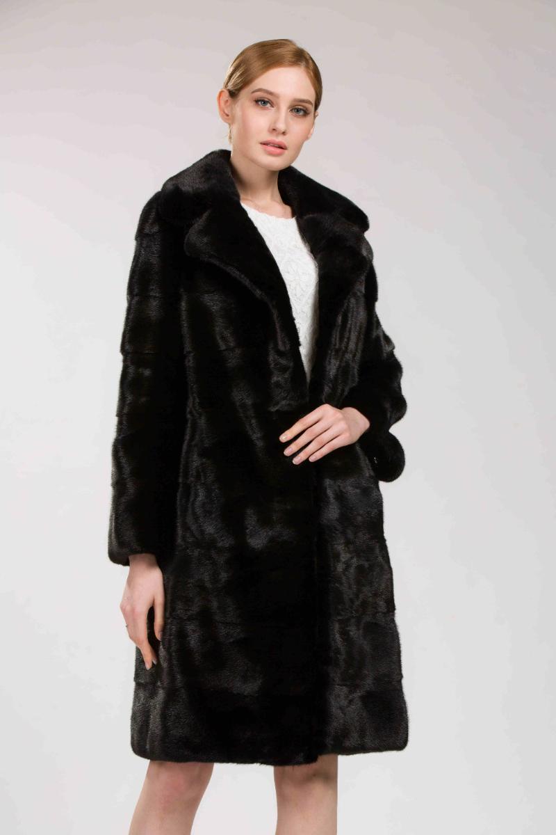 

Women's Fur & Faux 2021 Black Long Genuine 100cm Length With Turn-down Collar Natural Woman Mink Coat, Blacklama