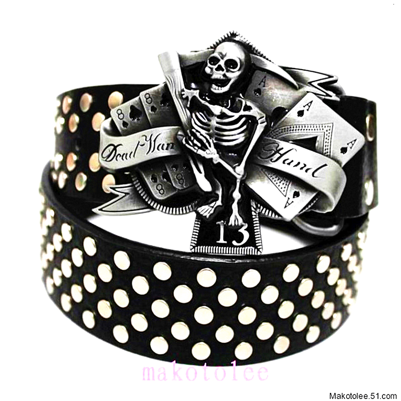 

2021 New Fashion Men's Devil Palm Skull Belt Ghost Hand Rivet Trend Hip Hop Belts Nightclub Heavy Metal Style Oofe, Black