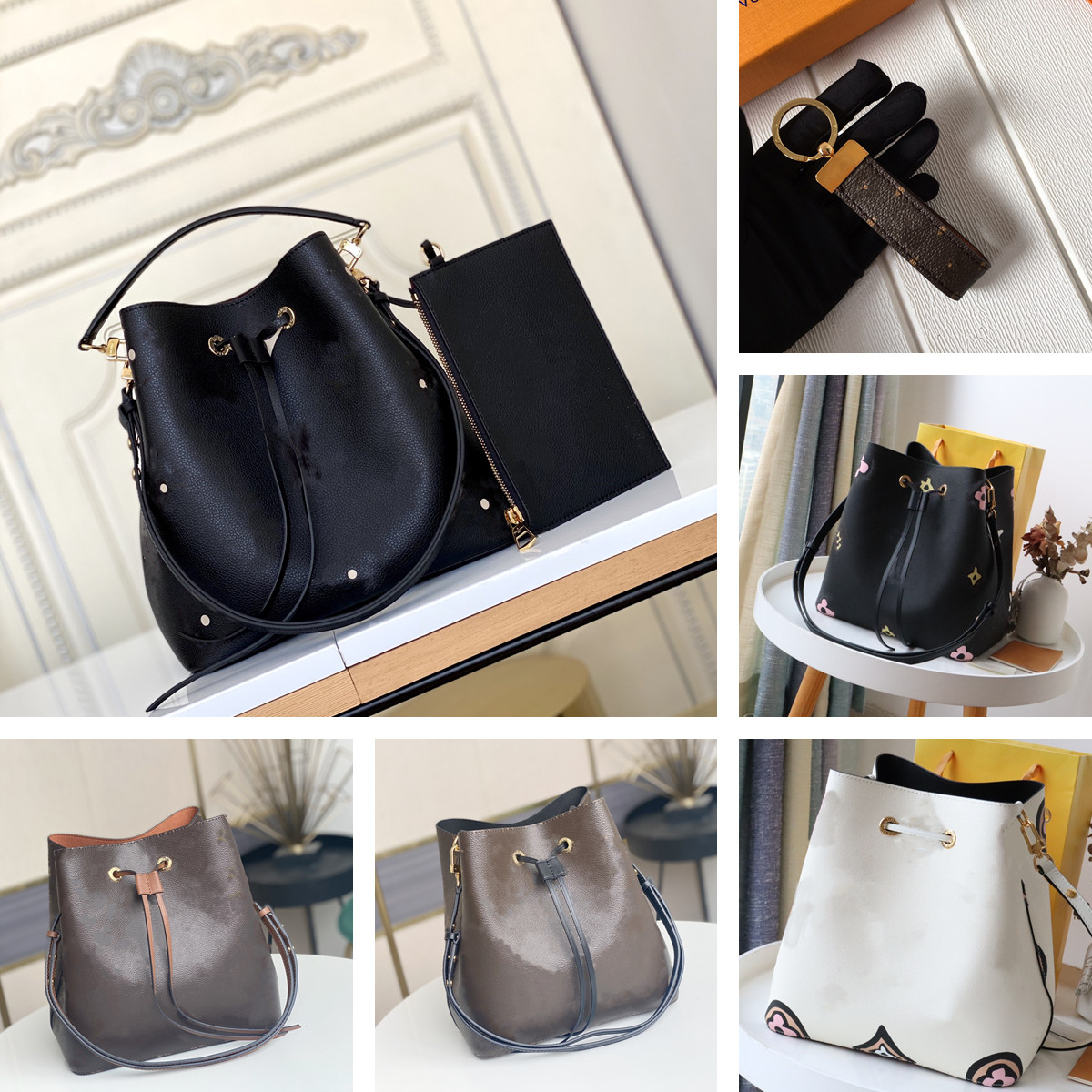 

2020 high end designer brand women's small shoulder bag color wide shoulder bags MINI SQUARE bag portable women's messenger bag Bucket Bags, Red