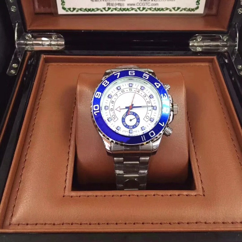 

Mens 40mm watch master wholesale and retail, stainless steel case, folding buckle, ceramic beacons, sapphire glass, four needle timing, Box