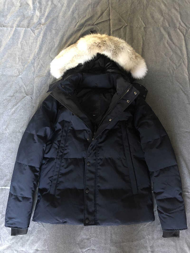 

canada fashion waterproof windser winter warm coyote fur whyndham parka wolf skin fur thick coat keep warm -30 degree blue, Black