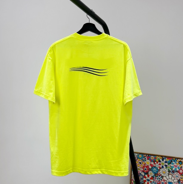 

2021SS yellow pink Solid Color Logo Wave Tee Classic Letter Print Men Women Breathable Short Sleeves High Street T-Shirt Summer tshirts