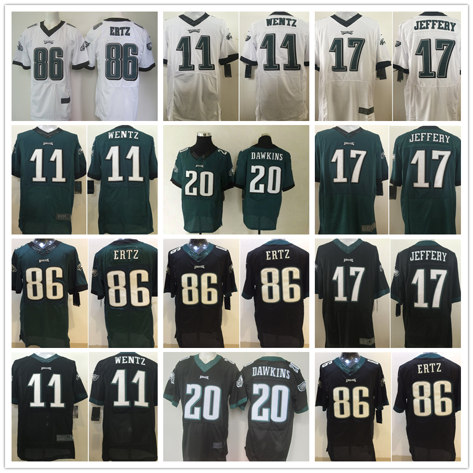 

Elite Philadelphia Eagles Mens Wentz 11 Carson Wentz Football Jerseys 17 Alshon Jeffery 86 Zach Ertz 20 Brian Dawkins Green Shirt, Black;red