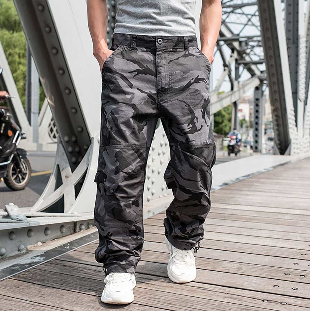 

2021 New Camouflage Cargo of the Casual Army-style Military Men Tactical Side Zipper Pocket Loose Cotton Baggy Pants Longer Size D2kc, Summer army bed