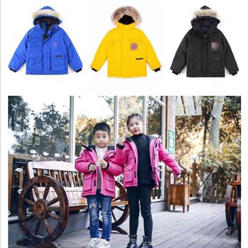 Canadian Goose Children's Down Jacket Expedition Large Wool Collar Warm and Cold Resistant Medium Long Boys' Girls'