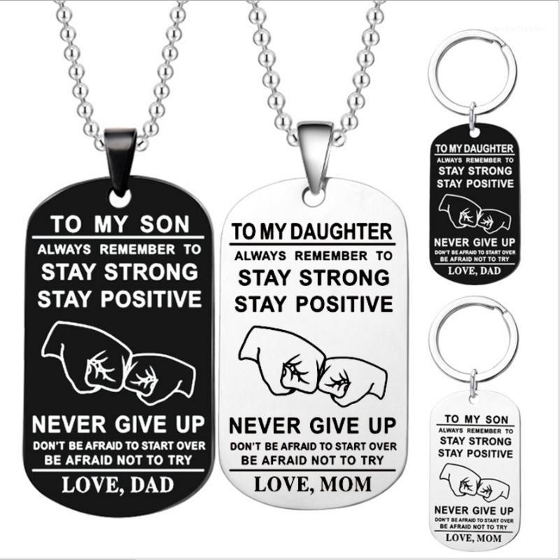 

Chains Tomy Boy /Girl Always Remember To... Start Over Be Afraid Not To Try Love Mom Stainless Steel Dog Tag Necklace / Keychain -
