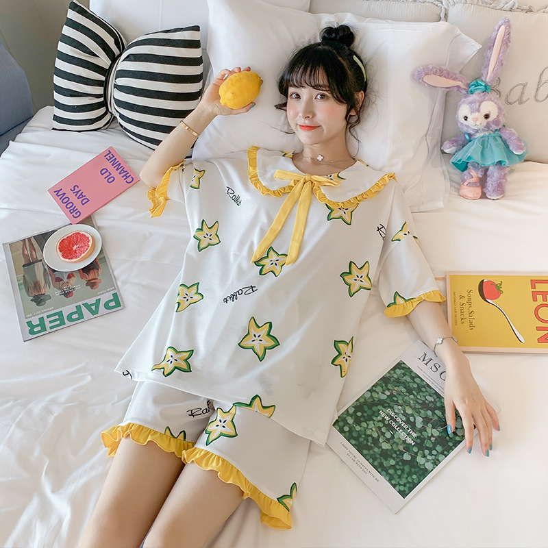 

Yellow 2pcs Young Lady Pajamas Cute Suit Peter Necklace From a Nightwear Spoon 2d8c, Yellow-2