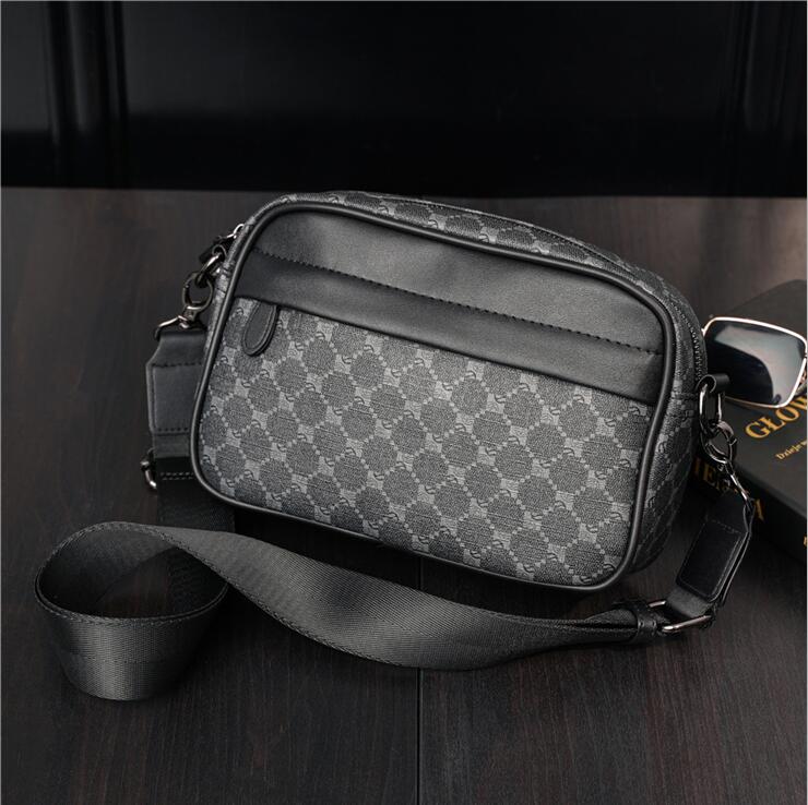 

Factory wholesale leather shoulder bags street trend printing small square bag outdoor fashion plaid leisure handbags personality sports youth Joker handbag, Black3-21004