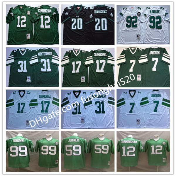 

NCAA Vintage College Football Jerseys 12 Randall Cunningham Carmichael Montgomery Jaworski Joyner Reggie White Brian Dawkin 99 Jerome Brown