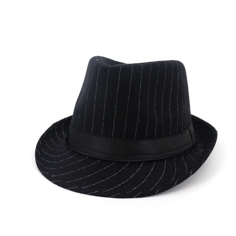 

Stingy Brim Hats Men Fedora Hat With Belt Panama Wool Outdoor Size 56-58CM, Black