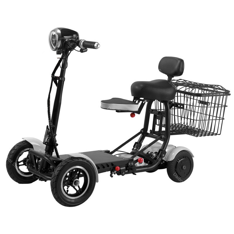 

10 Inch Electric Mobility Scooter Foldable 4 Wheels Electrics Scooters 250W Dual Motor Electric Scooter-Skateboard Adults With Bady Child Seat Large Basket, Slivery