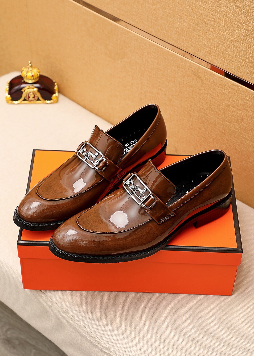 

2021 Men's Formal Party Dress Shoes Gentlemen Brand Business Office Genuine Leather Flats Mens Designer Casual Loafers Size 38-45, Black