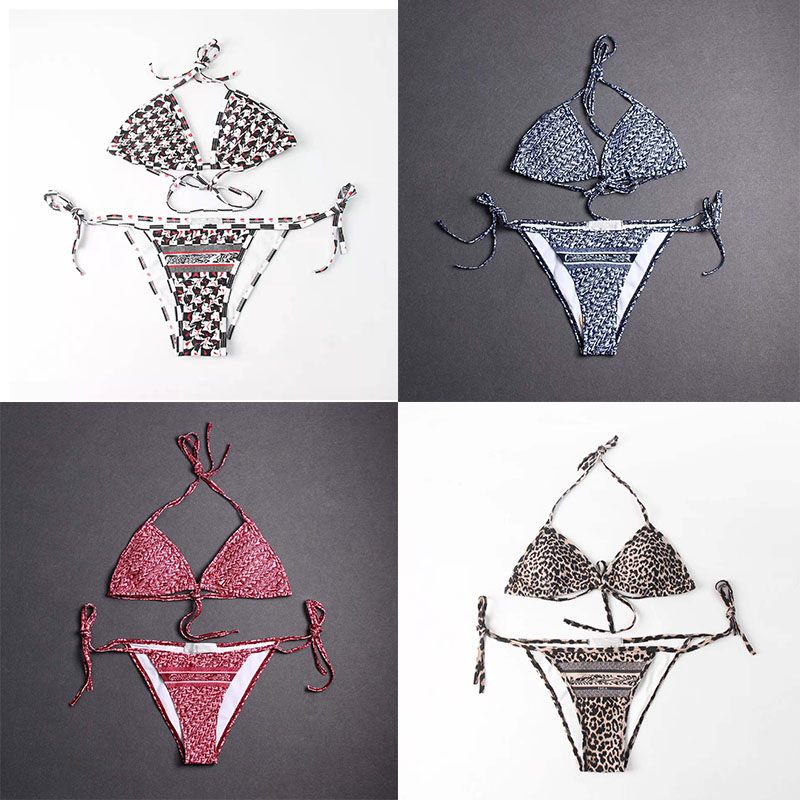 

Luxury bikinis for women thong designer Sexy Beach Bikinis swim suit Fashion Letter Printed Lace Up Summer Split Swimsuit