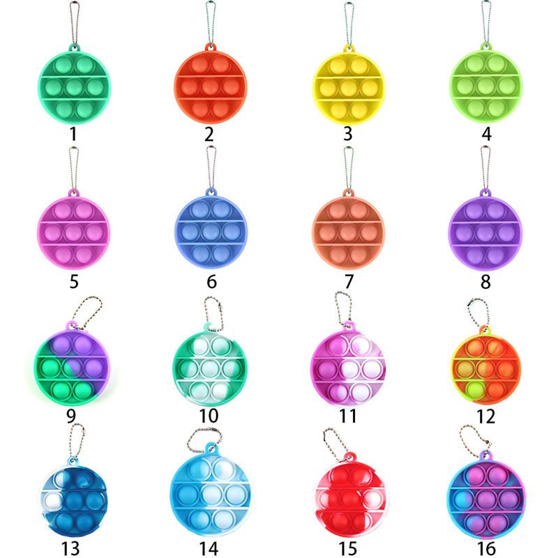

Round Push Bubble Key chain Party Favor Sensory Toy Keychain Stress Reliever Adult Kid Mini Fidget Toys