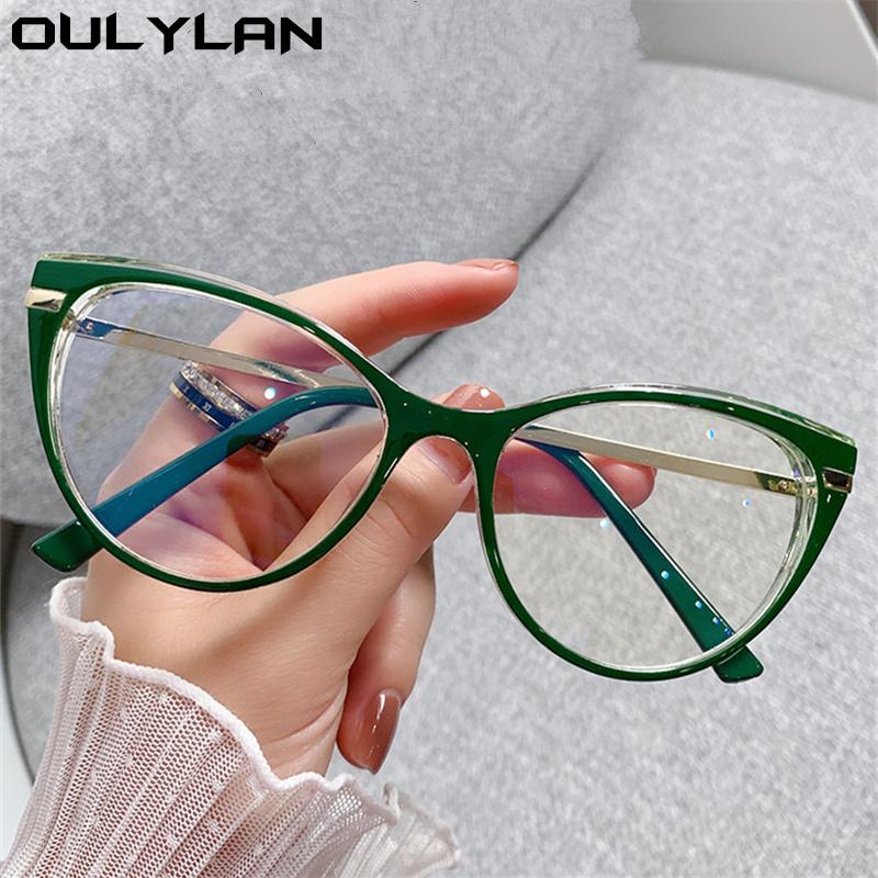 

Fashion Sunglasses Frames Oulylan Anti Blue Light Eyeglasses Women Vintage TR90 Glasses Frame Men Metal Optical Transparent Prescription Eye, Black