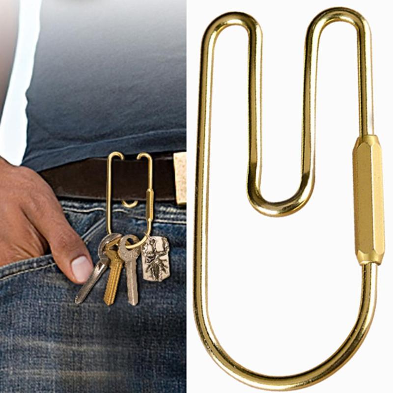

Keychains Brass Loop Keychain Car Golden Key Organizer Holder Keyring Decoration Hoop Belt Hook Wallet Clip