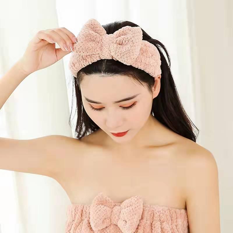 

Shower Caps Stylish, Lovely, Fresh, Natural, Elegant, Simple And Practical Lady Waffle Soft Bow Headband